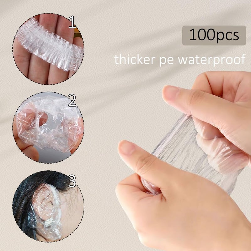 Ynaquest 100 Pieces Disposable Ear Covers For Shower, Plastic Ear Covers, Ear Cover For Hair Dye, Ear Cover For Swimming, Shower Ear Plugs, Suitable For Hair Colouring, Showering And Swimming (100 PC) - Image 3